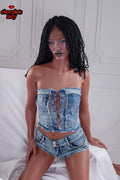 140cm/4ft7 A-Cup Black Silicone Sex Doll - Roxy