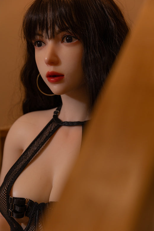 163cm/5ft4 E-Cup Cute Black Hair All-In-One Silicone Sex Doll - Selen