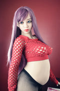 158cm/5ft2 C-cup Pregnant Purple Hair Big Booty TPE Sex Doll – #160 Head